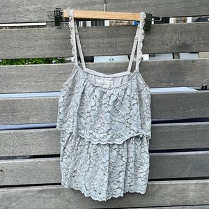 Abercrombie and Fitch light grey lace tank top